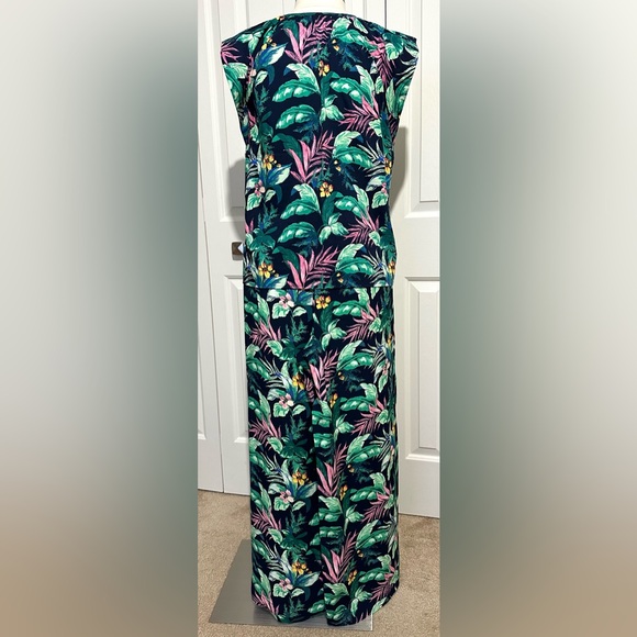 LOFT 2-Piece Set Cap Sleeve Top Sz Petite M & Wide Leg Pants Sz L Tropical NWT - Picture 2 of 16